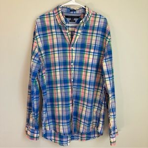 Tommy Hilfiger Men's Size XL TG Multi-Color Plaid Long Sleeve Button Front Shirt